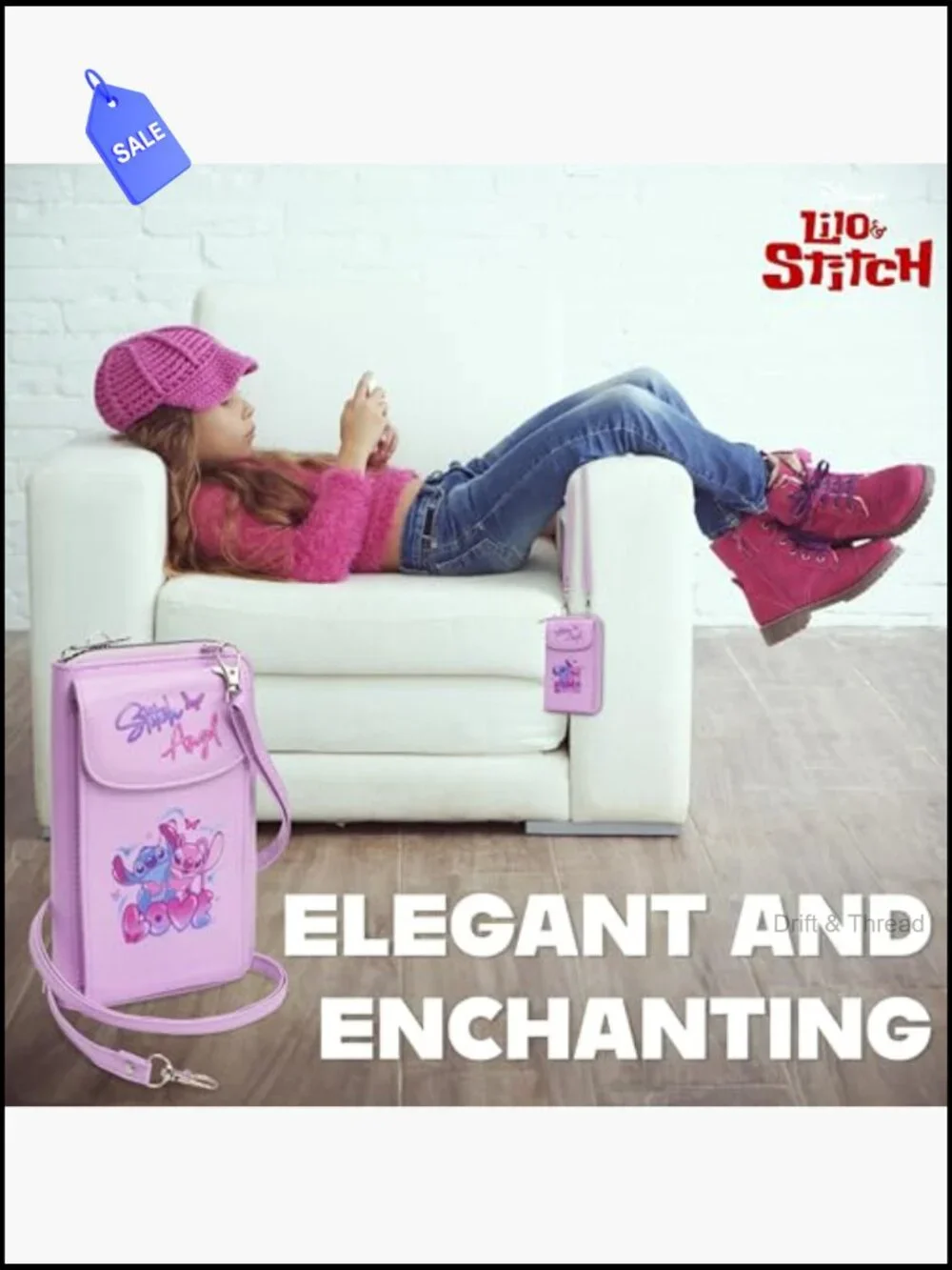 Stitch Crossbody Phone Bag with Card Slots Adjustable Strap Gift